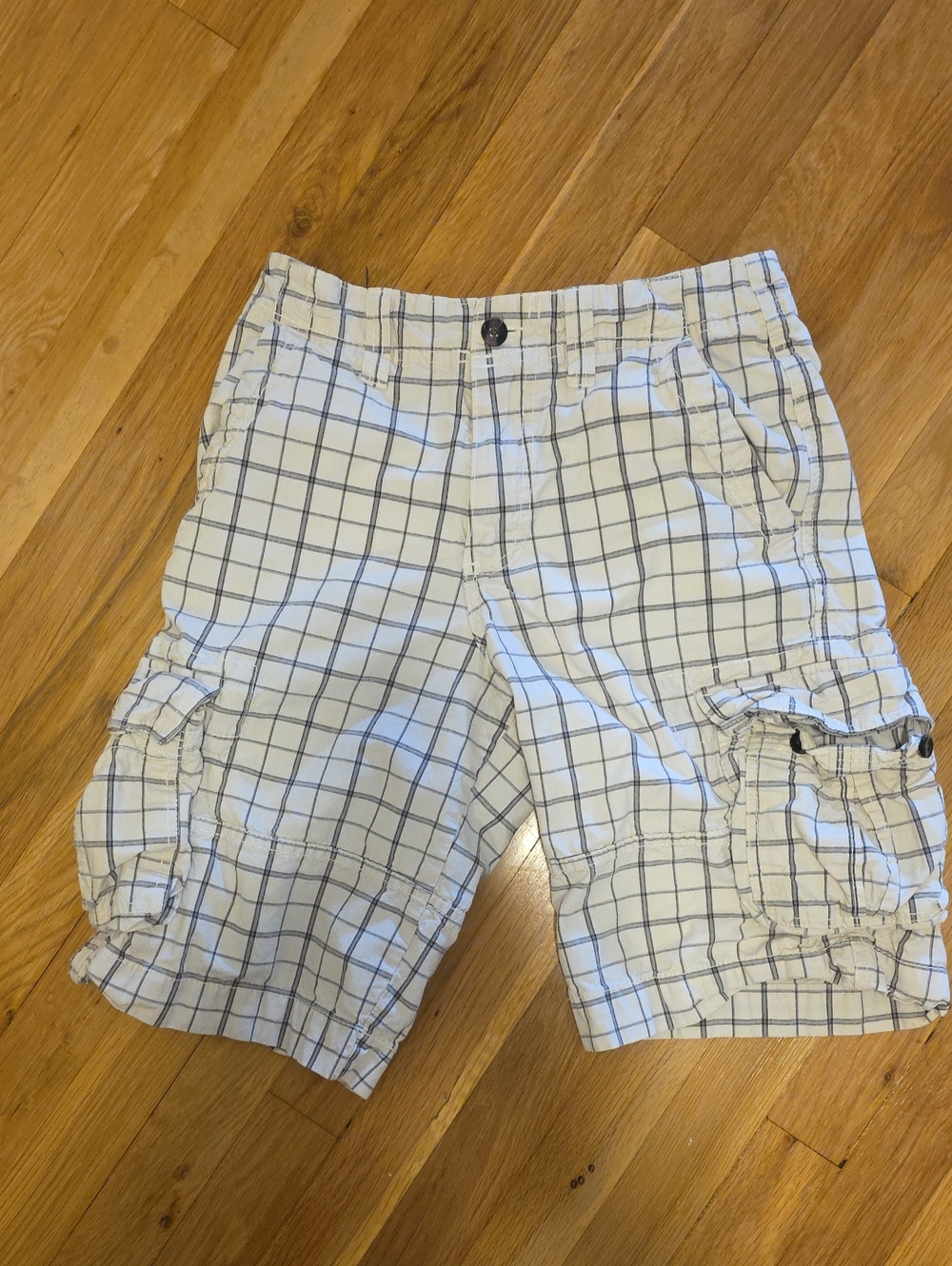 Mossimo Supply Co. White and Gray Grid Cargo Shorts